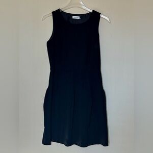 CALVIN KLEIN Womens Black Zippered Pleated Below The Knee Dress Size 8 Stretch